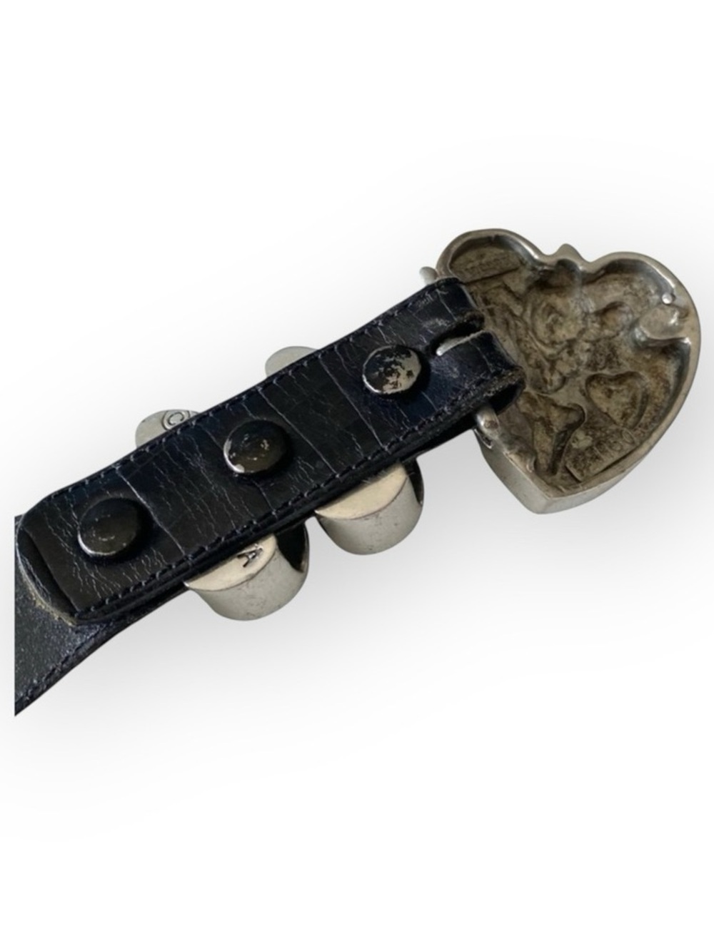 Vintage: Vincenza ☾ ©1997 Celestial Etched Metal Buckle Belt ☾ Black Leather - Picture 14 of 16